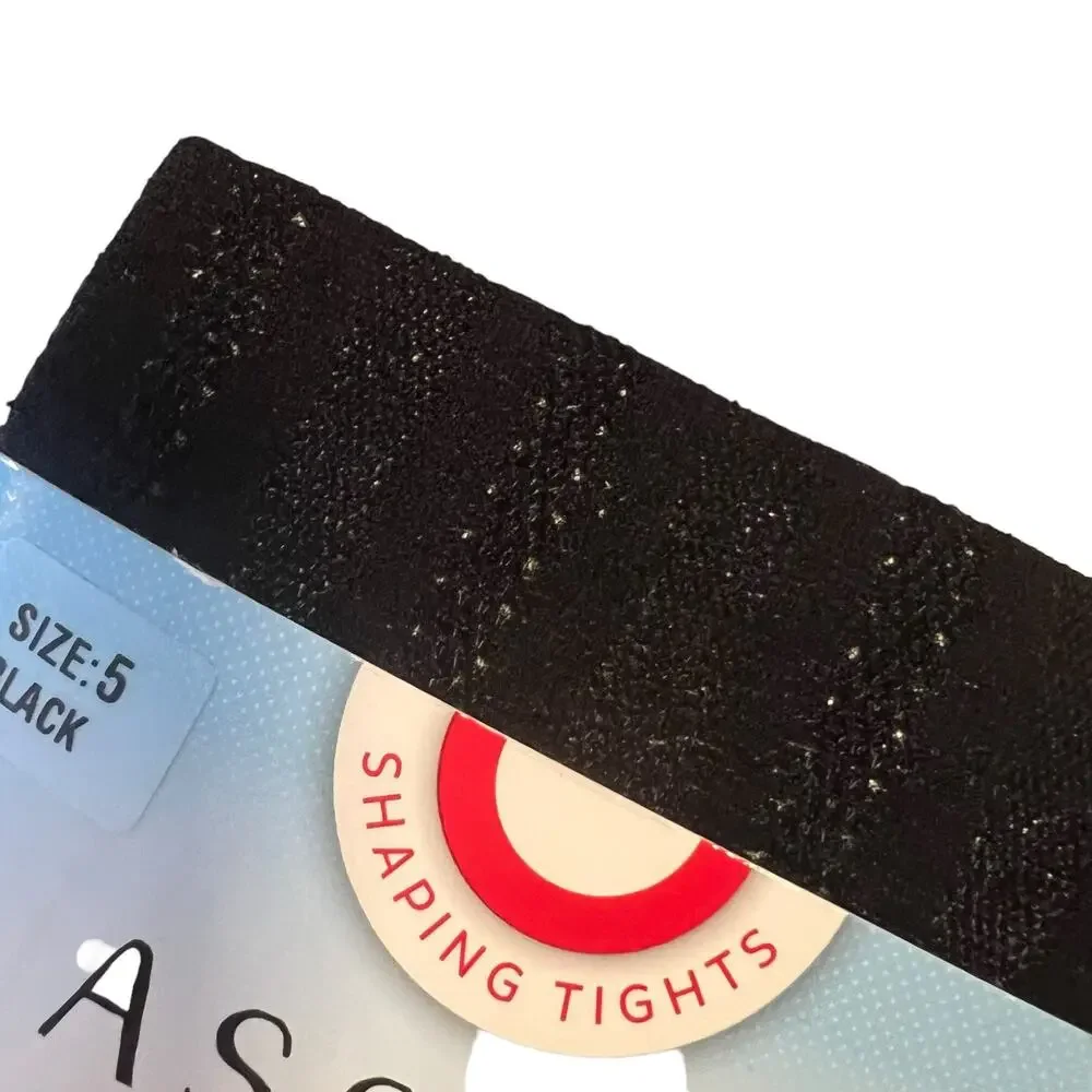 Spanx‎ Assets Black 3 Stripe Mesh Shaping Tights Size 5 New